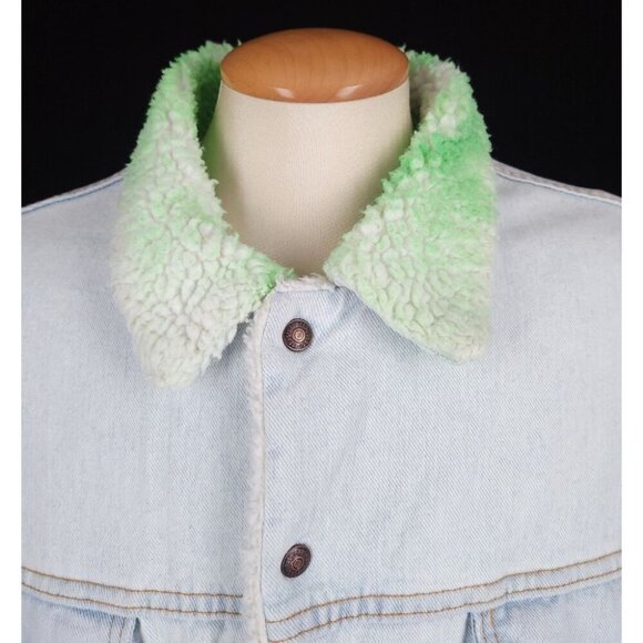 NotSoNormal Look Inside Faux Shearling Denim Jacket XL Mens NSN $487 - Picture 5 of 16
